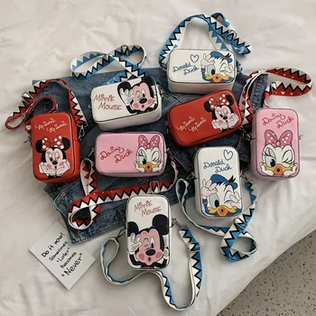 Disney Сумка через плечо для женщин, Милая сумка через плечо для девочек, кошелек с рисунком Микки и Минни Маус, Дизайнерская роскошная бесплатная доставка