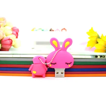 Милый розовый кролик USB Флэш-накопители 64 ГБ Мини-Флешки 128 ГБ 32 ГБ 4 ГБ 8 ГБ 16 ГБ 256 г Личность Memory Stick Ручка-Накопитель Флэш-Подарки Изображение 2