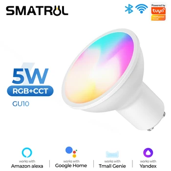 SMATRUL Tuya GU10 WiFi Smart Light Светодиодные Лампы RGBCW 5 Вт С Регулируемой Яркостью Лампы Smart Life Remote Contro Работают с Alexa Google Home