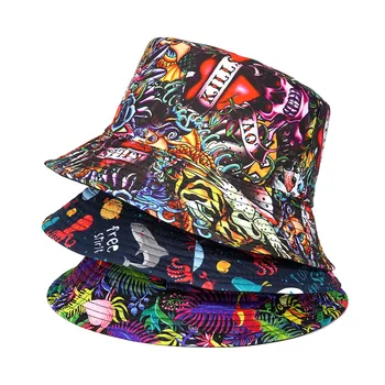 Летние солнцезащитные шляпы-ведерки с героями мультфильмов для мужчин и женщин, Панама, кепка рыбака Gorros с принтом в стиле хип-хоп, Модная двусторонняя одежда
