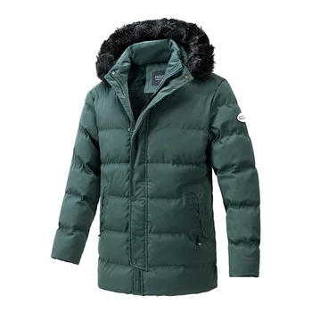 Мужская Стеганая куртка со съемным капюшоном из искусственного меха, зимние Теплые Повседневные флисовые утолщенные парки, Высококачественная Непромокаемая куртка