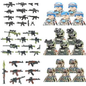 Современные китайские строительные блоки для спецназа Полиции ПАП, Фигурки солдат-коммандос миротворцев ООН, Военное оружие, Кирпичи, игрушки