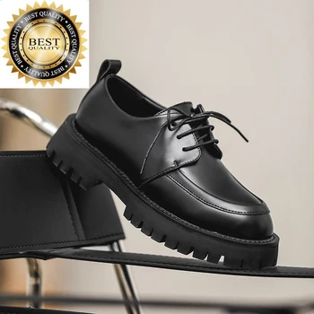 официальные мужские повседневные деловые модельные туфли-дерби черного цвета на шнуровке, оригинальная кожаная обувь на платформе zapatos hombre