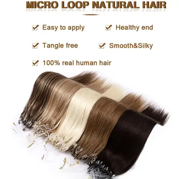 Богатый выбор 100 нитей Для Наращивания Человеческих Волос Micro Loop Натуральные Прямые Волосы Microlink Cold Fusion Наращивание Волос 0.5 г/с Изображение 2