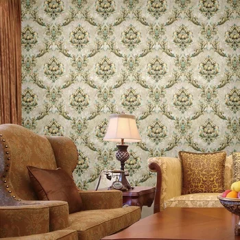 Европейский стиль 3D стерео дамасские нетканые обои для спальни гостиной Американский ретро Большой рулон обоев с цветочным рисунком Изображение 2