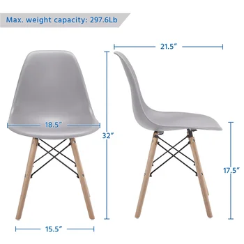 Современные обеденные стулья, набор из 4-х, светло-серый Изображение 2