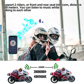 Kebidumei YP10 2X Беспроводной Bluetooth 5.3 Мотоциклетный Шлем Гарнитура внутренней связи Водонепроницаемый 300 м Intercomunicador Динамик Наушники Изображение 2