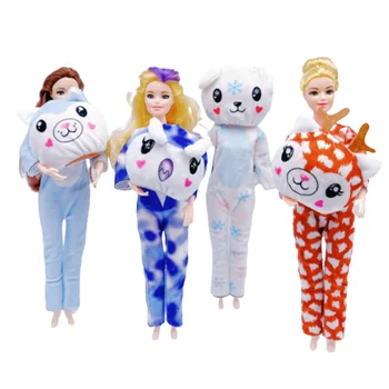 Беременная кукла ручной работы с 2 младенцами + Одежда с мультяшными животными, Аксессуары для игры в Барби, кукла 1/6 30 см, игрушки для девочек Изображение 2