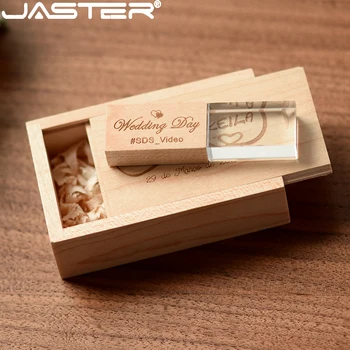 JASTER Crystal Wood USB Флэш-Накопитель 128 ГБ Флеш-накопитель Деревянная Коробка U-Диск Memory Stick Флешка 64 ГБ Свадебный Подарок Флэш-накопители 32 ГБ Изображение 2