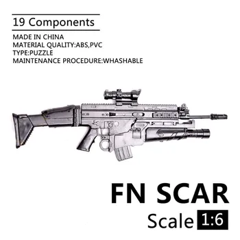 Штурмовая винтовка FN Scar в масштабе 1:6, Пластиковая головоломка, модель оружия, Мини-пистолет, игрушка для сборки 12-дюймовой фигурки солдата