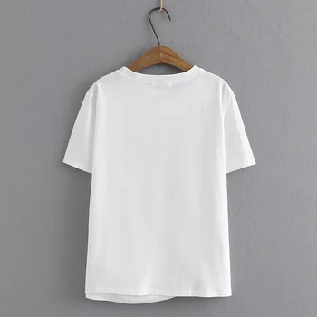 Женская базовая футболка большого размера, Лето 2023, Хлопковые белые футболки с круглым вырезом и узлом, Топы с коротким рукавом, Одежда большого размера Изображение 2