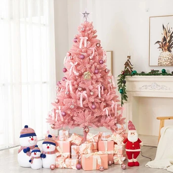 Популярная Розовая Стекающаяся Рождественская Елка, Искусственные рождественские украшения из ПВХ, Предметы интерьера, Праздничные украшения для Вечеринок, подарки