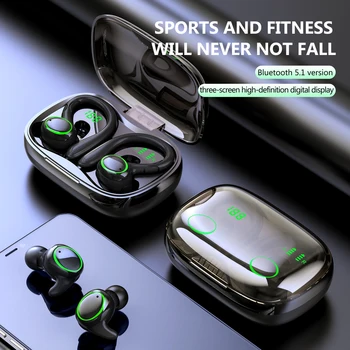 Новая Беспроводная Гарнитура Bluetooth 5.1, Спортивная Гарнитура HIFIWaterStereo, Высококачественный Ушной Крючок, Шумоподавляющий Микрофон, Дисплей Изображение 2