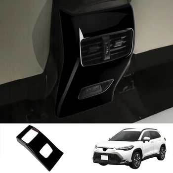 Автомобильная Глянцевая Черная Рамка для вентиляционного отверстия заднего кондиционера, накладка на панель с защитой от ударов для Toyota Corolla Cross 2021 2022 Изображение 2