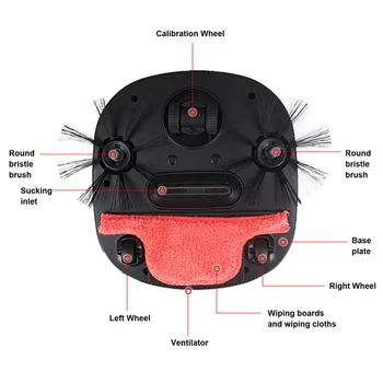 Робот-пылесос для подметания швабры-пылесос 3 в 1 Влажный сухой пылесос для дома (черная штепсельная вилка ЕС)
