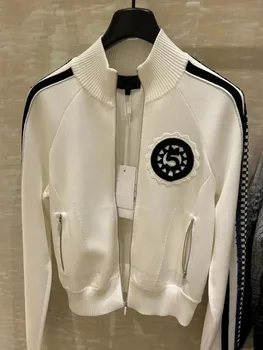 Высококачественное Новейшее Модное Весеннее Дизайнерское Пальто 2023 Года, Женская Бейсбольная куртка с воротником-стойкой, Расшитая блестками
