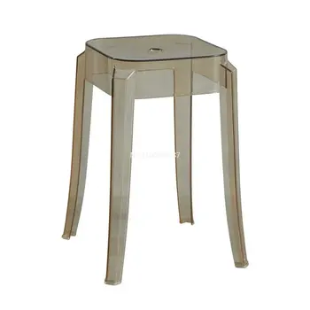 Высокие стулья из скандинавского акрила и прозрачного пластика, штабелируемые квадратные хрустальные стулья для гостиной, столовой, 4 шт. для домашнего использования