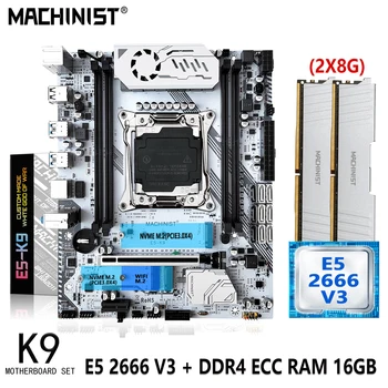 MACHINIST X99 Комплект Материнской платы LGA 2011-3 С комплектом Xeon E5 2666 V3 CPU 2*8G = 16GB DDR4 ECC RAM Поддержка памяти Sata Nvme M.2 SSD K9
