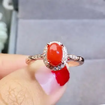 KJJEAXCMY изысканные ювелирные изделия натуральный красный коралл из стерлингового серебра 925 пробы, новое женское кольцо с драгоценным камнем, тест на поддержку, прекрасный Изображение 2