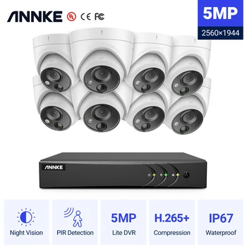ANNKE 8CH 5MP Lite Система видеонаблюдения 5В1 H.265 + DVR С 8X5MP Купольными Наружными Всепогодными PIR-Камерами Комплект Видеонаблюдения