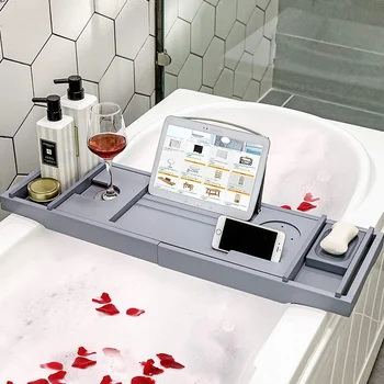 Стойка для ванны K-STAR в европейском стиле, Бамбуковая Выдвижная Подставка для ванны, Полка для хранения в ванной комнате, Стойка для ванной комнаты Изображение 2