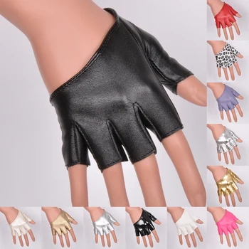 Женские перчатки, сексуальные перчатки без пальцев на половину ладони, женские перчатки для джазовых танцев ds, перчатки из искусственной кожи с полупальцами, мотоциклетные перчатки