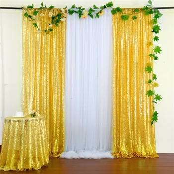 2шт Золотой занавес с блестками Свадебная фоновая ткань для свадебного украшения сцены, фонов для вечеринок, пряжи, занавеса, реквизита для фотосъемки