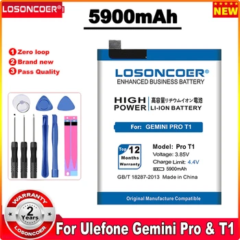 LOSONCOER Аккумулятор емкостью 5900 мАч для Ulefone Gemini Pro T1, сменные аккумуляторы для смартфонов + Быстрое прибытие