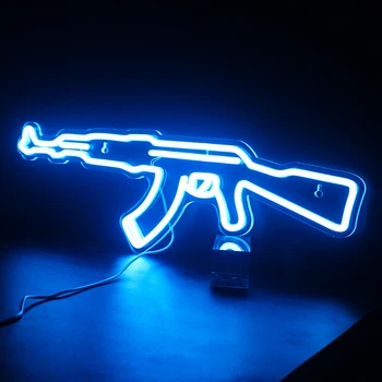 Световая пушка с неоновой вывеской Ineonlife, изготовленный на заказ светодиодный AK 47, супер крутой подвесной ночной светильник, Игровая комната, магазин, вечеринка, индивидуальное украшение стен Изображение 2