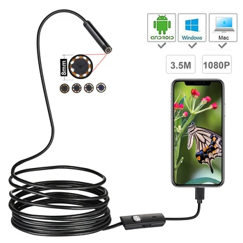 1080P HD Мини Android Эндоскопическая Камера 1 М 2 М 3,5 М 5 М microUSB/USB/TYPE C Инспекционная Видеокамера Змеиная Трубка Бороскопа