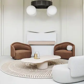 Nordic Cream Wind Wood Art Журнальный Столик В гостиной В форме Облака Чайный столик 100/120/140/160 см Большой Современный Простой бытовой Стол Изображение 2