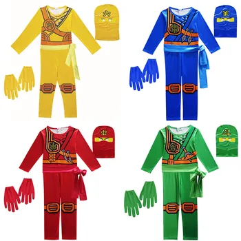 Новый детский костюм ниндзя для Косплея, Комплект из 3 комбинезонов для мальчиков, Костюм для Хэллоуина и Рождественской вечеринки для маленьких девочек, Уличный костюм Ниндзя