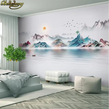 beibehang papel de parede parasala китайские чернильные обои с пейзажем для гостиной диван ТВ фон 3D фотообои обои