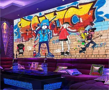 Изготовленная на заказ фотообоя 3D обои Красочный уличный рок граффити бар KTV домашний декор гостиная обои для стен 3 d в рулонах