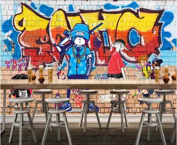 Изготовленная на заказ фотообоя 3D обои Красочный уличный рок граффити бар KTV домашний декор гостиная обои для стен 3 d в рулонах Изображение 2