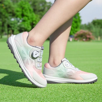 Женская обувь для гольфа PGM XZ238, противоскользящие легкие Мягкие дышащие кроссовки, Женская спортивная обувь с градиентным сетчатым верхом и ремешком Изображение 2