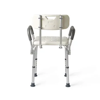 Кресло для душа Medline, сиденье для ванны со спинкой и мягкими подлокотниками, регулируется по высоте, выдерживает вес до 350 фунтов, белое Изображение 2