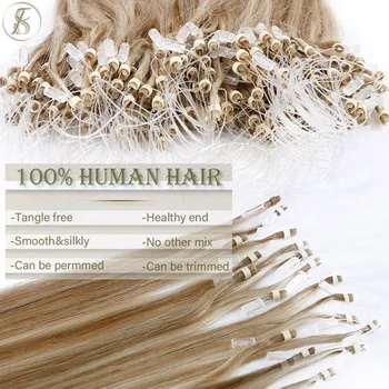 TESS Micro Loop Наращивание натуральных Волос Человеческие Волосы Микро Кольцо 0,5 г/прядь Micro Link 22 дюйма 100 шт. Кератиновая капсула Прямые Волосы Изображение 2