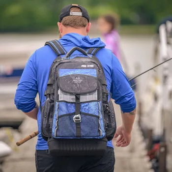 Рюкзак для рыболовных снастей Портативный водостойкий с отделением, сетчатыми карманами, регулируемыми мягкими ремнями, верхней ручкой для переноски