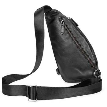 Мужская нагрудная сумка из натуральной кожи, повседневная кожаная сумка через плечо с верхним слоем, модная мужская сумка через плечо Изображение 2