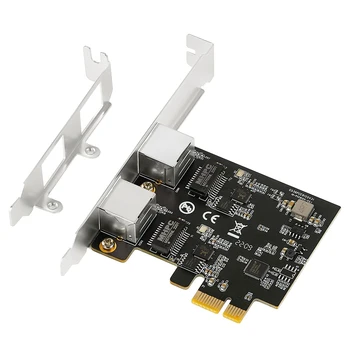 Адаптер Гигабитной сетевой карты PCIE с 2 Портами 2500 Мбит/с PCIe 2,5 Гб RTL8125B Ethernet-карта RJ45 LAN-контроллер Изображение 2