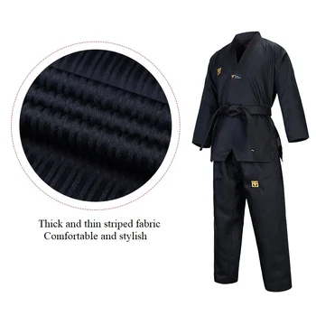 Высококачественная форма для тхэквондо, черный, WT, Добок, Тхэквондо, ММА, боевые искусства, костюмы для каратэ Изображение 2