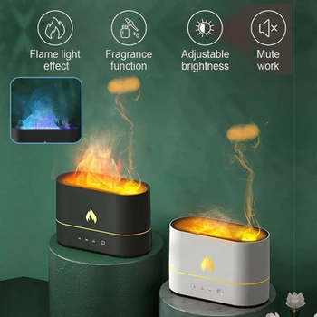 Ароматический диффузор с пламенем, Увлажнитель воздуха, ультразвуковой Туманообразователь, светодиодный диффузор с эфирным маслом и медузами Изображение 2