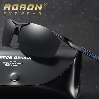 Новые солнцезащитные очки AORON, мужские солнцезащитные очки для водителей с поляризацией Tide, Очки для вождения UV400 Изображение 2