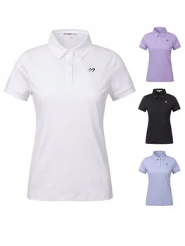 2023 Одежда для гольфа, Новая женская Летняя быстросохнущая дышащая облегающая стрейчевая футболка с короткими рукавами, спортивный универсальный трикотаж
