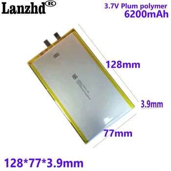 высоковольтная полимерно-литиевая батарея 4,35 В 6200 мАч из чистого кобальта для планшета со светодиодной подсветкой 3977128 128*77*3.9 мм