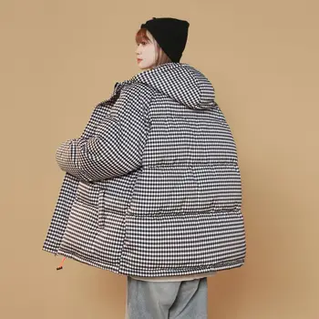 Новые зимние пальто большого размера для женщин, парки, куртки, куртка с хлопковой подкладкой в клетку, теплая плотная верхняя одежда корейской моды