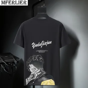 высококачественная летняя мужская футболка с надписью с коротким рукавом размера плюс 8XL 9XL 74 72 70 mferlier в стиле хип-хоп, уличные футболки, топы Изображение 2
