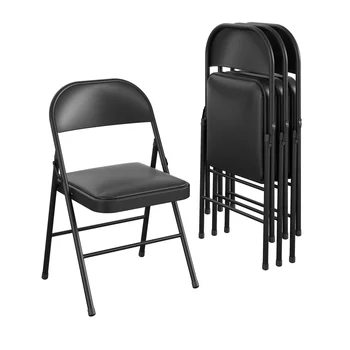 Виниловый складной стул Mainstays (4 шт.), черный