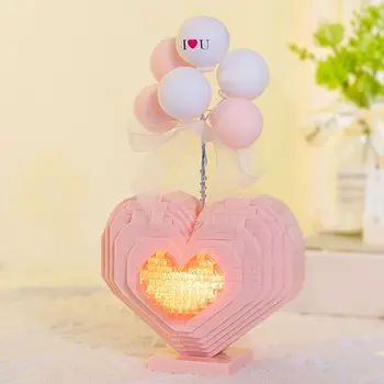 999 шт., украшение в виде розового сердца для девочек, креативные блоки для укладки, подарки для женщин, День Святого Валентина, День Рождения 14 +